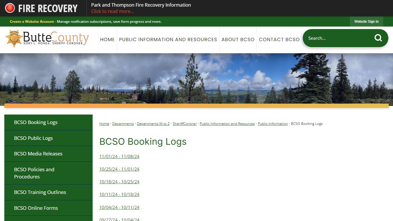 BCSO Booking Logs | Butte County, CA